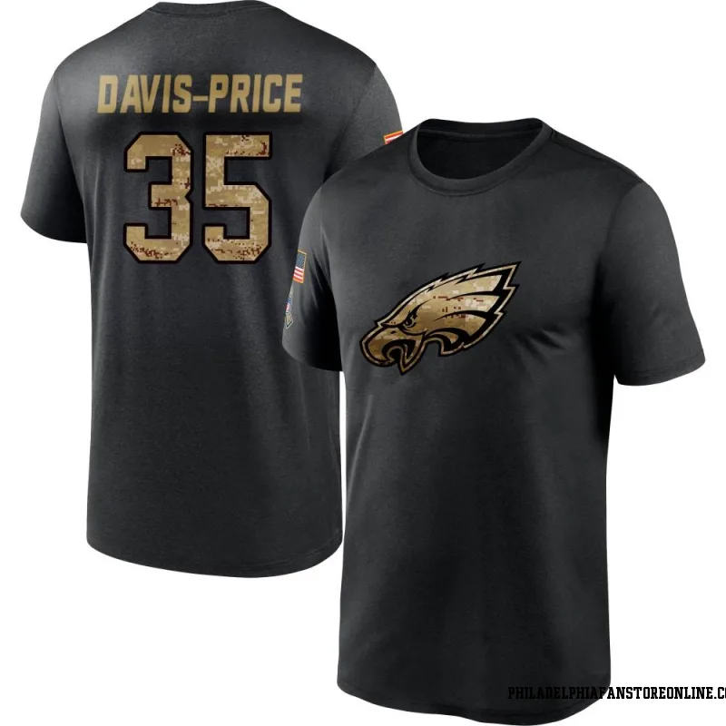Black Men's Tyrion Davis-Price Philadelphia Eagles 2020 Salute To Service Performance T-Shirt