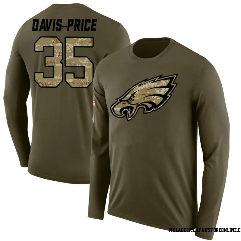Olive Youth Tyrion Davis-Price Philadelphia Eagles Salute to Service Sideline Legend Long Sleeve T-Shirt